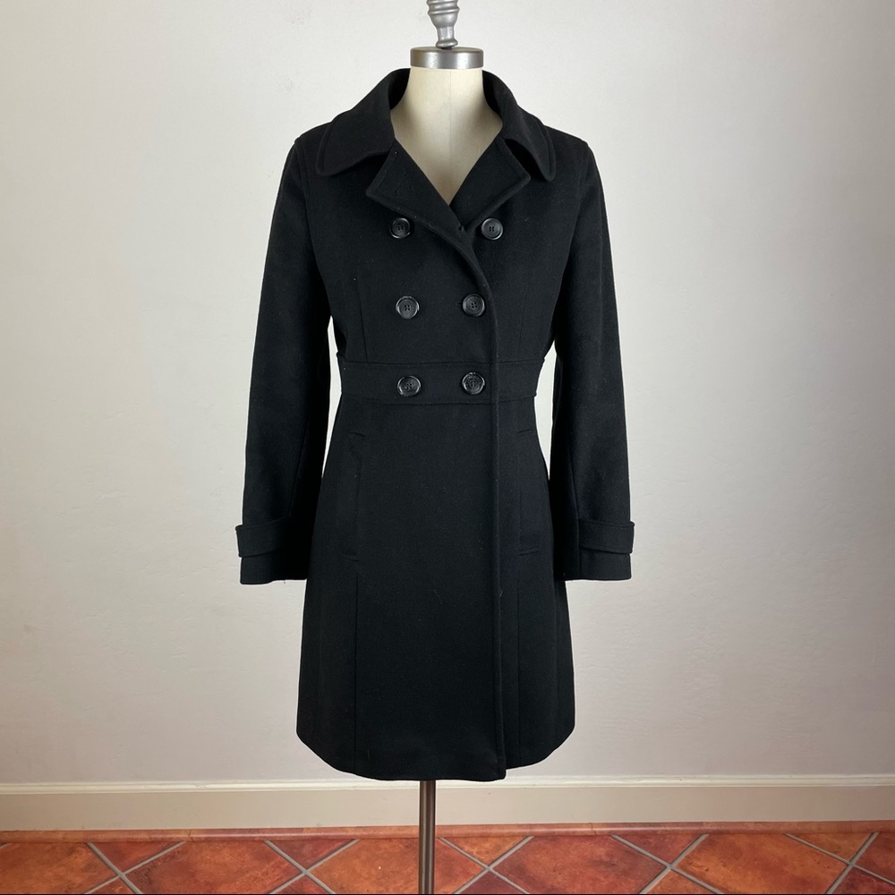 Barbour Black Double-Breasted Wool Pea Coat